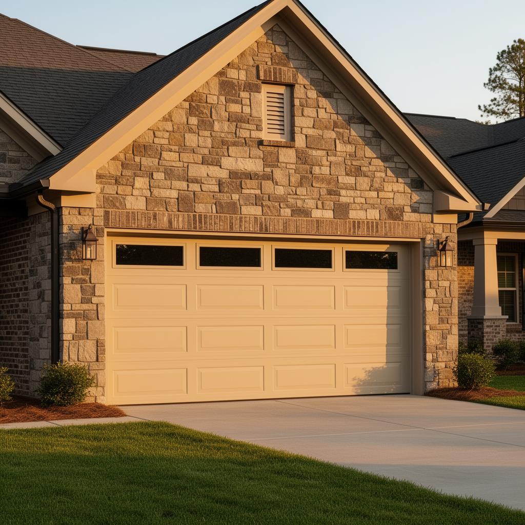 Newly serviced residential garage door in Columbia, SC